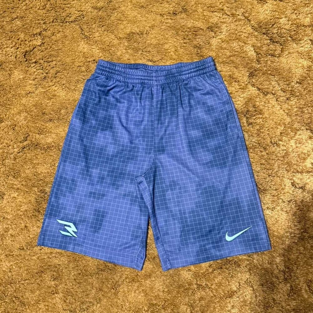 Nike Russell Wilson Blue Grid Shorts Kids XLarge